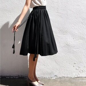 APIECE APART / Assisi Tea-Length Wabi Midi Black Tassel Ties Skirt M